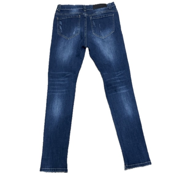 👖🕶️ MANIÈRE DE VOIR Distressed Skinny Jeans | Dark Blue Denim Men’s Size 32 - Picture 2 of 4